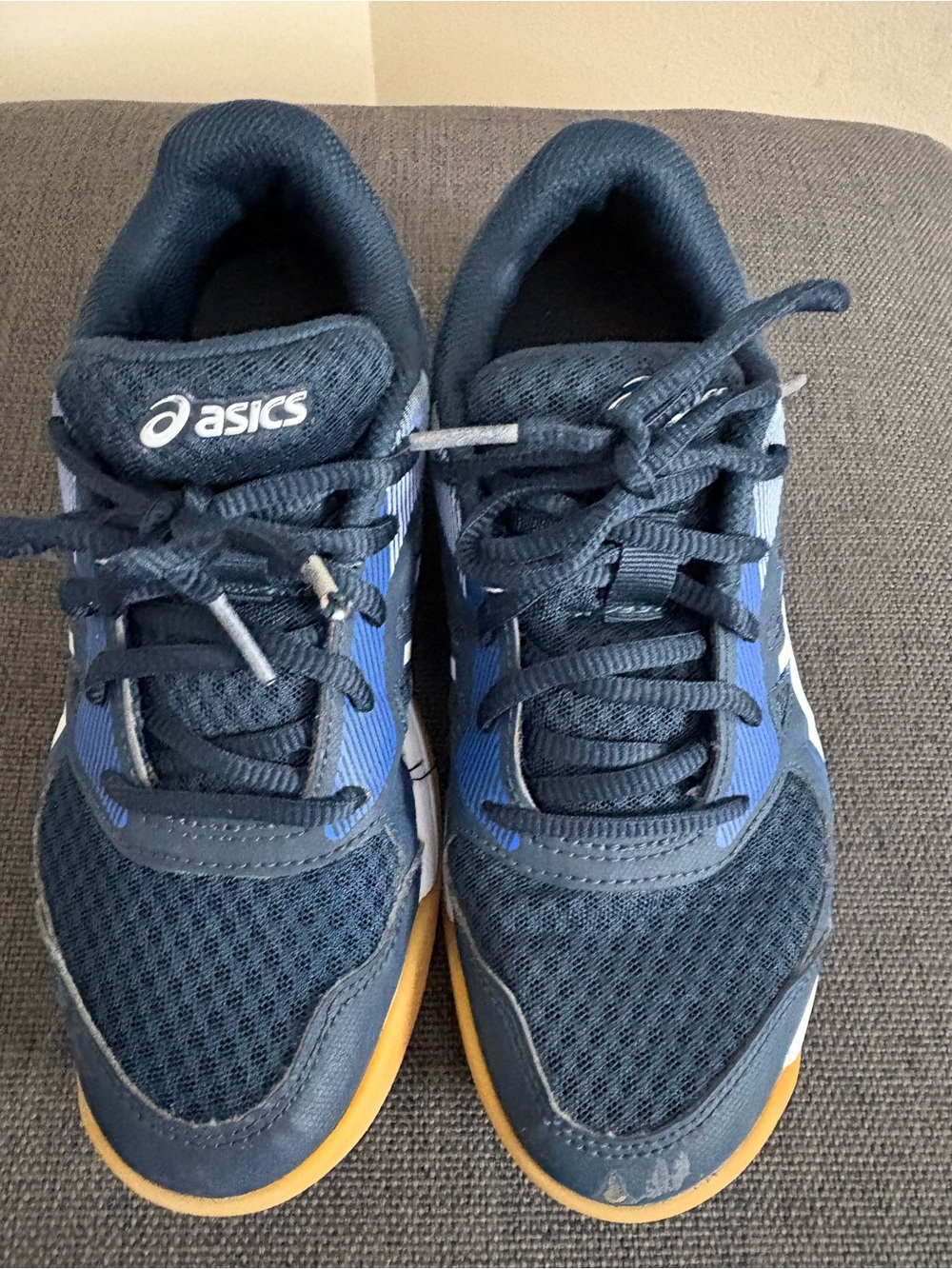 Boys Navy Blue ASICS Lace Up Sneakers Size 4Y Pre Owned
